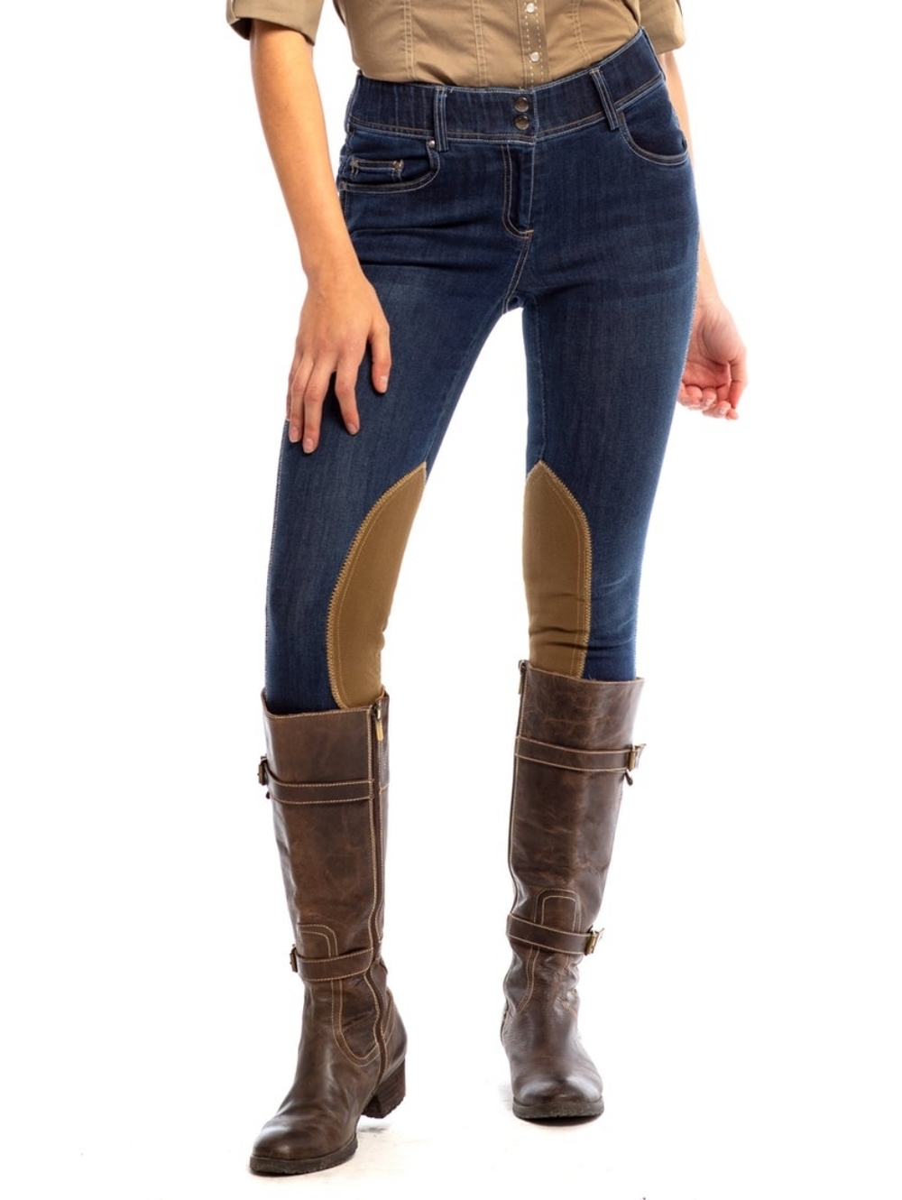 Goode Rider Equestrian Knee Patch Mid-Rise All Purpose Breech Jeans Size 26R